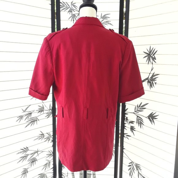 Vintage 1980s Red Linen Blend Oversized Blazer - Picture 10 of 16
